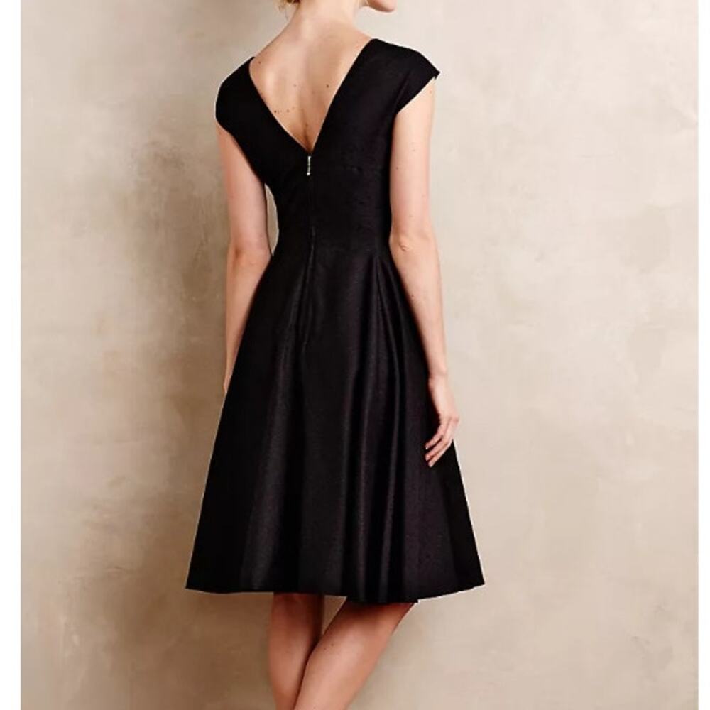 Peter Sam X Made in Kind Paimpont Silk Dress Black Fit and Flare Women's 6